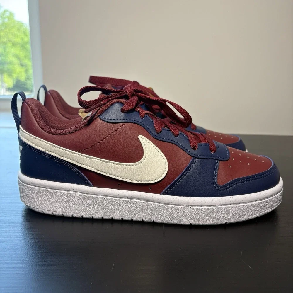 Nike Court Borough Low Recraft (GS) Dark Red/Wht/Navy Boy's Sneakers-Size 6Y NWB - Picture 2 of 5